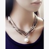 韩版多层椭圆形珍珠吊坠，欧美时尚夸张短款项链，女锁骨链配饰品