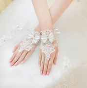 新娘韩式蕾丝新娘手套短款露指结婚婚纱配饰手套婚庆手套13