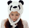黑白熊猫帽子短款卡通熊猫帽子冬天保暖舞台道具