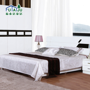 现代简约板式床黑白烤漆实木床婚床休闲高箱储物床1.8米双人床