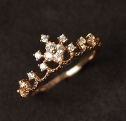 SW出品 925纯银 钻石 四叶草 花朵 纤细 戒指 指环 女