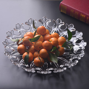 中式玻璃果盘碟子 网红大盘子水果拼盘 创意时尚蛋糕托盘茶盘高档