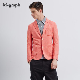 m-graph卓卡潮牌男装青春，流行简约修身西服纯色，宽松薄西装外套男