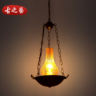 中式复古怀旧个性创意铁艺单头吊灯酒吧灯过道灯茶楼灯具咖啡厅灯