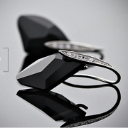 黑色水晶耳环女925纯银韩国时尚气质简约OL短发耳坠耳饰品首饰