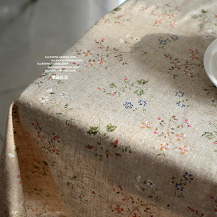 美式复古田园米色乡村，ins棉麻碎花盖布，茶几布台布料餐桌布艺装饰