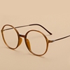 大脸眼镜框茶色复古圆形，眼镜框可配近视眼镜架文艺，女潮眼睛大框
