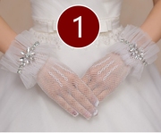 新娘婚礼白色婚纱手套蕾丝，短款女礼仪结婚礼服手套红色春夏季