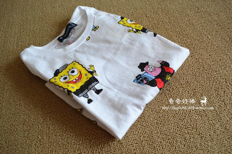 海绵宝宝派大星 男女童纯棉薄款短袖t恤 圆领短