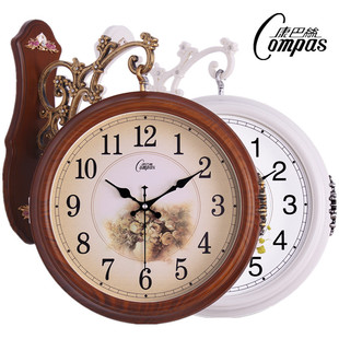 康巴丝欧式双面钟客厅(钟，客厅)大号两面挂钟，静音创意时钟现代石英钟表挂表