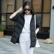 2017冬装轻薄羽绒服女时尚韩版个性直筒显瘦五分袖白鸭绒保暖外套