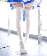 Cosplay动漫服装配件 加厚天鹅绒白色丝袜子 女仆袜 COS通用白袜