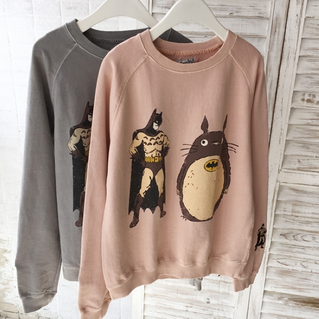 240蝙蝠侠和龙猫 独特水洗做旧韩国女2015秋