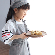 棉麻日式条纹成人儿童亲子围裙，厨房家居清洁护衣围腰咖啡厅工作服