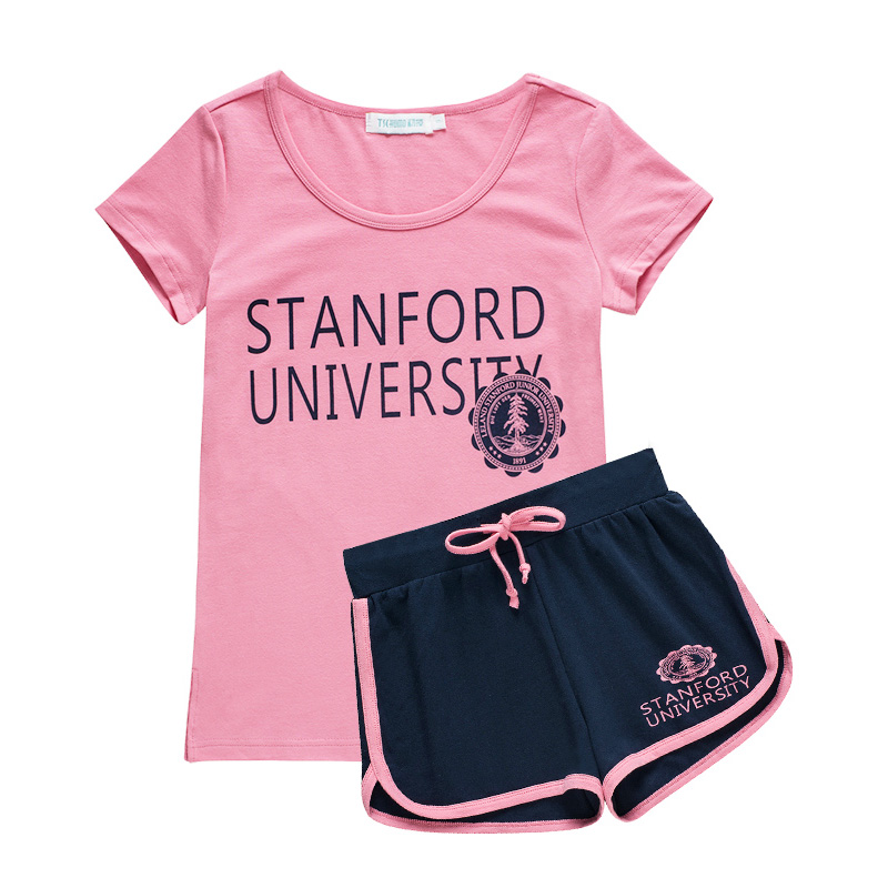 韩国夏季短袖短裤运动服套装女款学生跑步健身