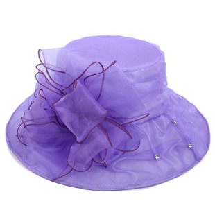 夏季女帽可折叠女布帽带花朵，防晒太阳帽圆顶草帽宽檐休闲凉帽