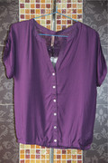 欧美甜美风格2016夏装外贸，大牌原单尾货，女装短袖紫色衬衫衬衣