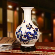 景德镇陶瓷器花瓶 金丝白底蓝牡丹赏瓶 结婚礼物家居收藏工艺摆件