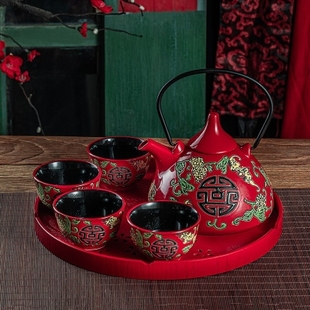 中式红色陶瓷结婚吃饭碗情侣对碗婚庆嫁妆礼物伴娘碗筷勺Q套