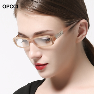 板材眼镜框可配镜片近视有度数，镜架女透明小框气质小脸光学眼睛