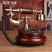 悦旗电话机座机家用时尚创意办公固定固话欧式仿古复古实木电话机