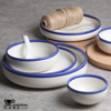 手绘釉下彩欧式餐具套装 创意陶瓷碗碟中式汤盘 个性餐厅会所专用