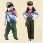 儿童迷彩演出服装幼儿八路军表演服饰儿童海军服 蓝白条小军装