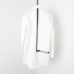 设计师品牌春秋四季款男士，中长款长袖衬衫，白色衬衣潮男日系合身版