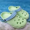 经典米奇头夏季沙滩鞋，明星洞洞鞋女鞋，休闲花园鞋绿色凉拖鞋子