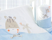 婴儿床床上用品套件宝宝床围被子，可拆洗纯棉床笠秋冬绒小马
