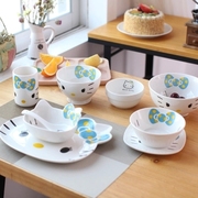 hellokitty日式创意，可爱儿童餐具套装卡通，陶瓷饭碗汤碗水杯送礼