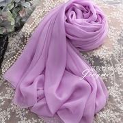 紫色纯色桑蚕丝真丝丝巾，长款围巾女士大披肩，薄丝绸纱巾春秋冬夏季
