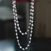欧美风格 巴洛克天然淡水珍珠毛衣链 异形珍珠多层黑白复古长项链