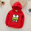 儿童小青蛙衣服红色卫衣，连帽衫秋冬青蛙，图案男女童加绒外套班服5