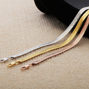 韩版时尚男士白金饰品，18k玫瑰金蛇骨链个性吊坠，24k彩金男项链