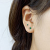 手工极小2/3mm天然绿玛瑙足银999纯银耳钉绿色小耳骨钉养耳防过敏