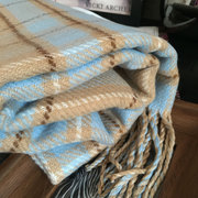 冬季格子纯色双面围巾披肩，两用加厚超长经典款仿羊绒女日本订单
