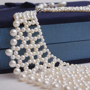 珍珠衣领假领子项链女百搭天然淡水真珍珠，编手工编织长度可调节