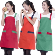 韩版时尚工作围裙餐厅咖啡厨房挂脖家居定制LOGO服务员防污