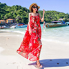 海边度假连衣裙夏季大码三亚拍照裙子吊带雪纺红沙滩裙女长裙