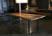 美式乡村复古实木餐桌loft风格，铁艺餐桌书桌，办公桌电脑桌简约工业
