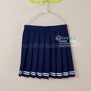 日本制服半身裙子深蓝色裙百折裙百褶裙短裙半身裙子高腰裙