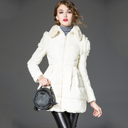 2015冬季欧美女装代理深圳高端品牌獭兔毛领白鸭绒羽绒服
