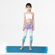 。亲子表演服母女夏10岁套装，女孩瑜伽裤，健身5岁儿童瑜伽服女童背