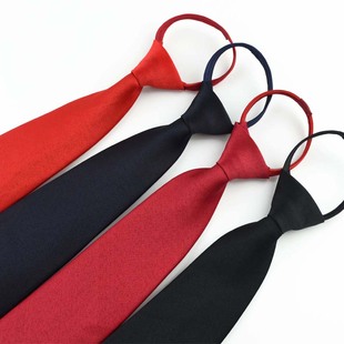 8cm纯色拉链领带男正装，商务韩版领带易拉得懒人，绳带工装方便领