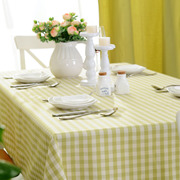 绿色小清新防水格子桌布布艺，正方形圆形茶几台布蕾丝边圆桌餐桌布