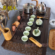 唐盛电热炉黑檀木茶盘，茶具套装四合一紫砂汝窑，青瓷功夫瑞气