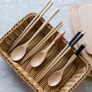 勺筷套装环保旅行便携餐具套装儿童成人木勺木筷原木日式和风