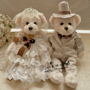 婚纱泰迪熊结婚熊情侣(熊情侣，)熊车头(熊车头)婚车，压床娃娃公仔婚礼对偶摆件