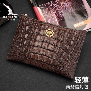 汉兰特奢侈品牌鳄鱼皮信封包，男真皮皮包，高档男士手包包包手拿钱包